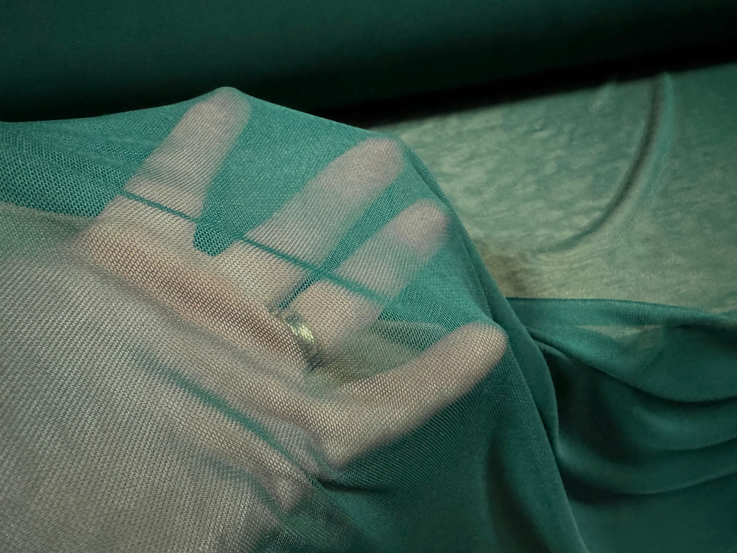 Power mesh net stretch spandex fabric, per metre - plain - forest green