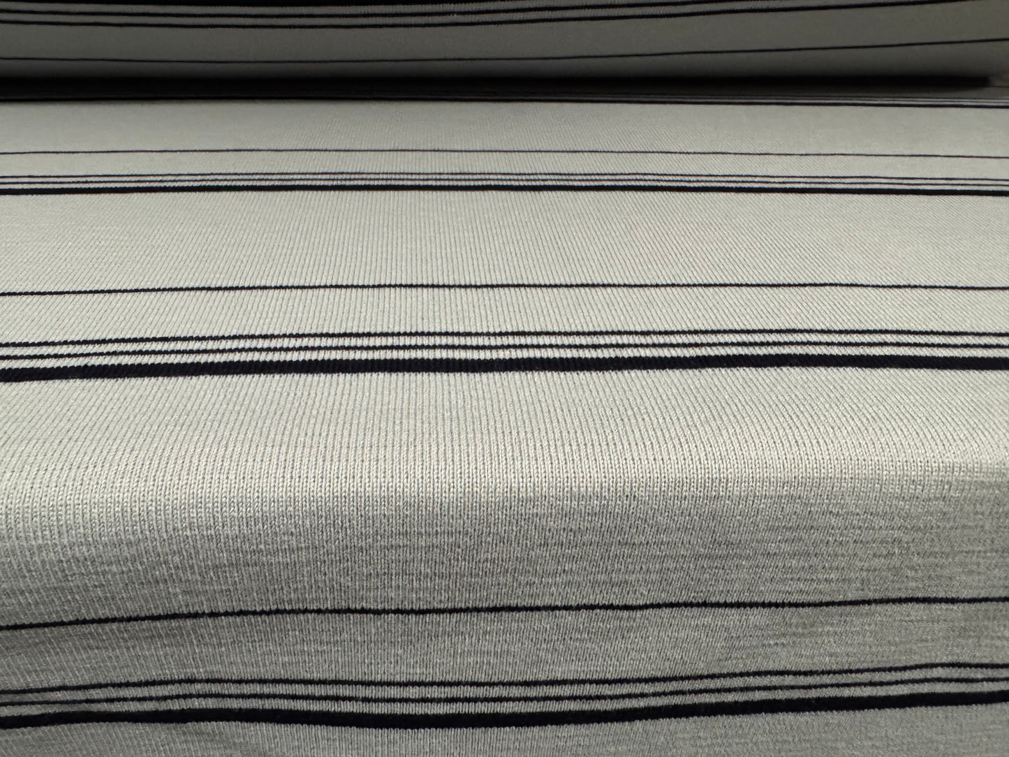 Heavyweight ribbed fabric for collars and cuffs, per metre - stripes - gray & black