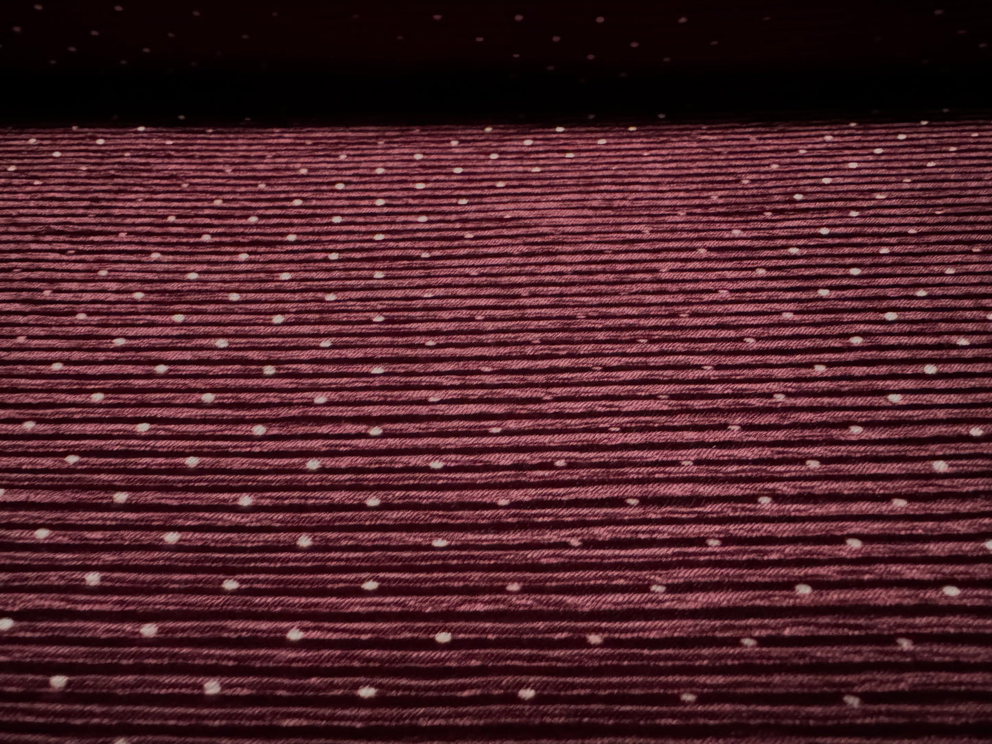 Stretch plissé pleated satin fabric, per metre - pindot print - plum