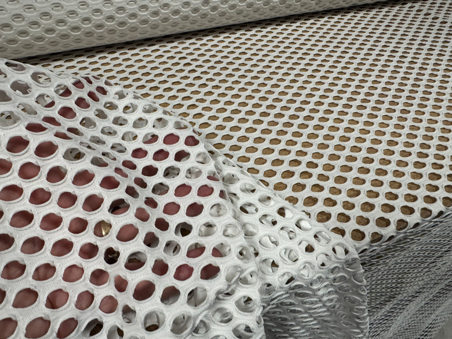 Stretch spandex jumbo fishnet mesh fabric, per metre - ivory