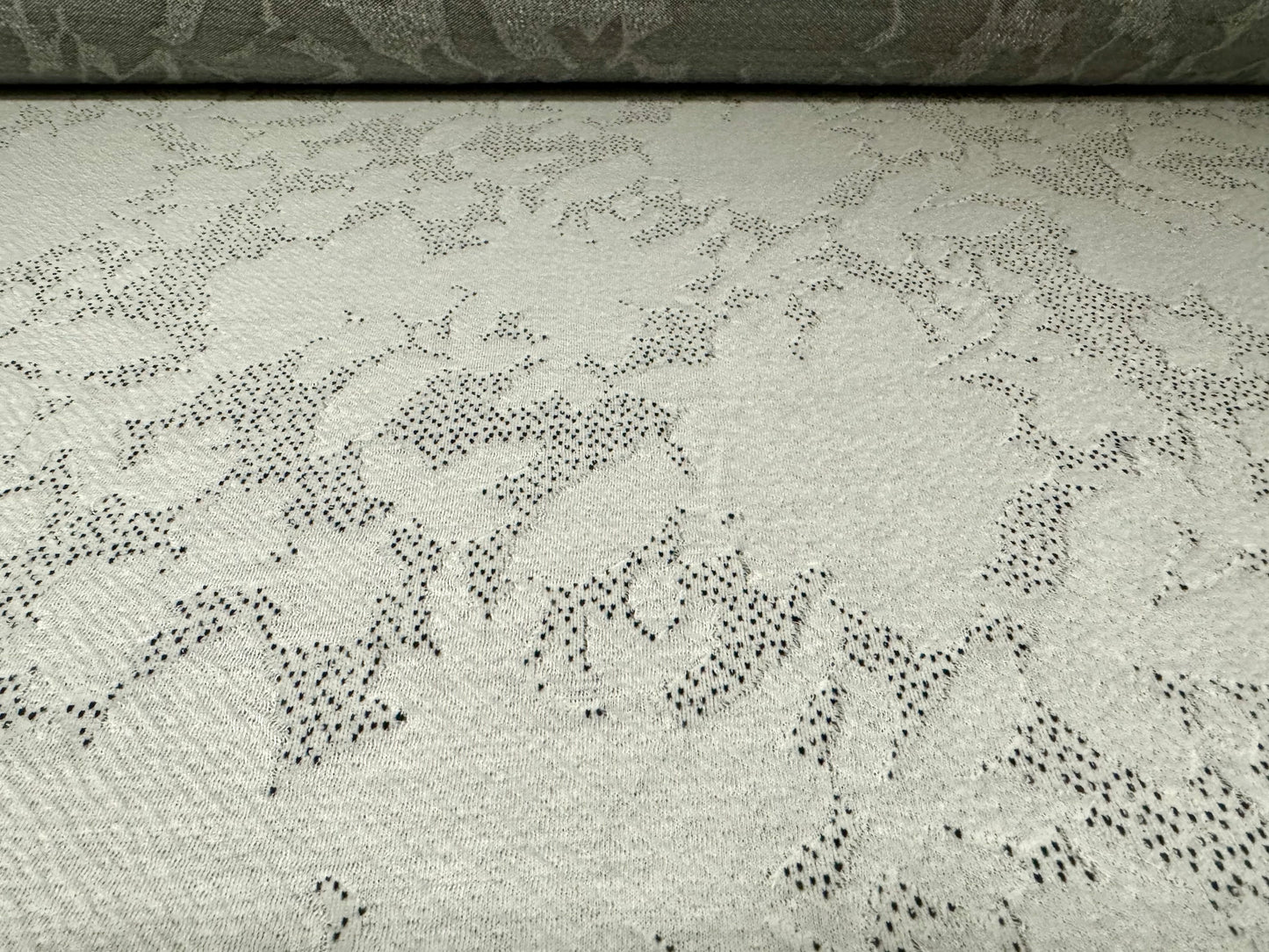 Stretch cloqué double jersey fashion fabric, per metre - floral jacquard - light grey