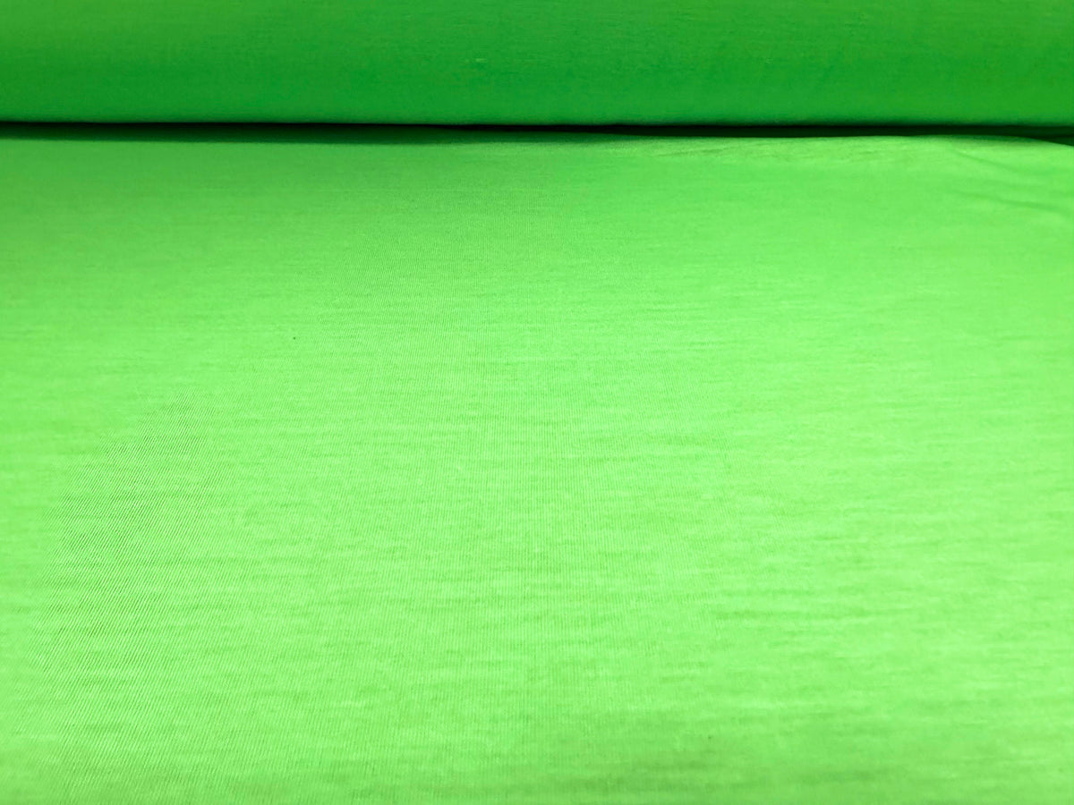 Soft handle single jersey fabric, per metre - plain - bright green