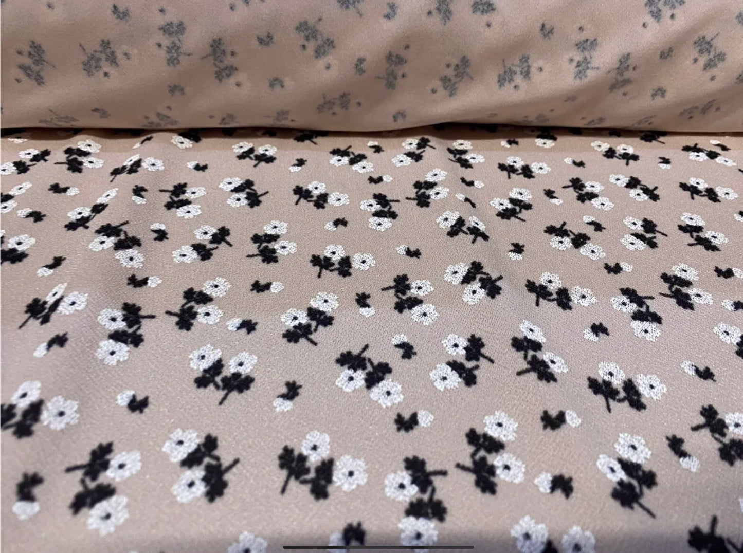 Scuba crepe stretch spandex jersey dress fabric, per metre - ditsy flower print - blush