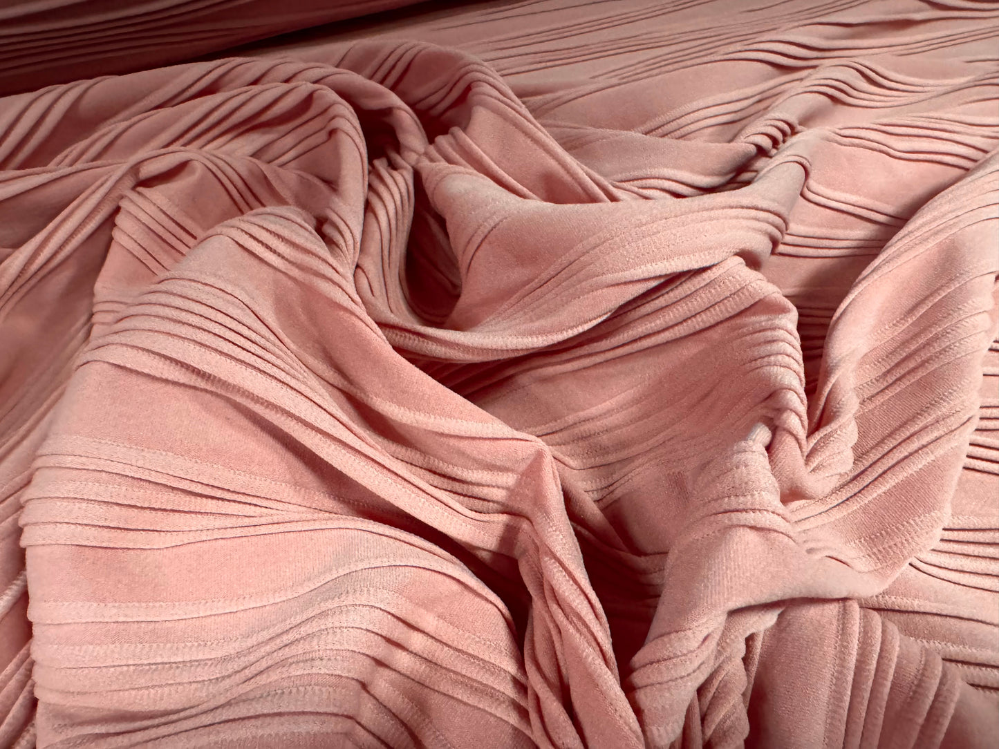 Wave jacquard stretch spandex double jersey fabric, per metre - rose pink