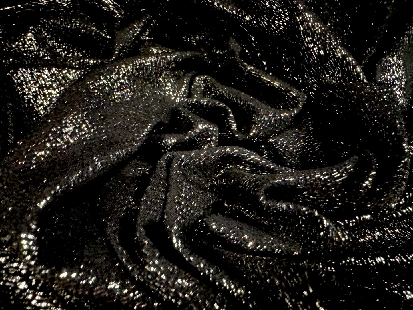 Metallic textured scuba stretch jersey dress fabric, per metre - black with silver sparkle