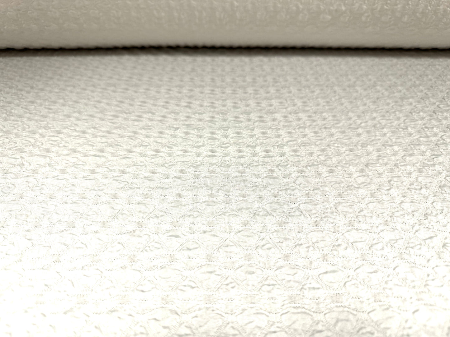 Stretch double jersey fashion fabric, per metre - popcorn blister jacquard - ivory