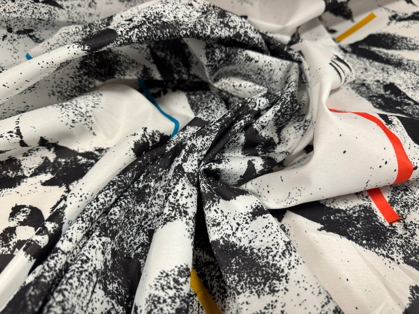 Vintage shellsuit fabric, per metre - retro 80s abstract print - black & white