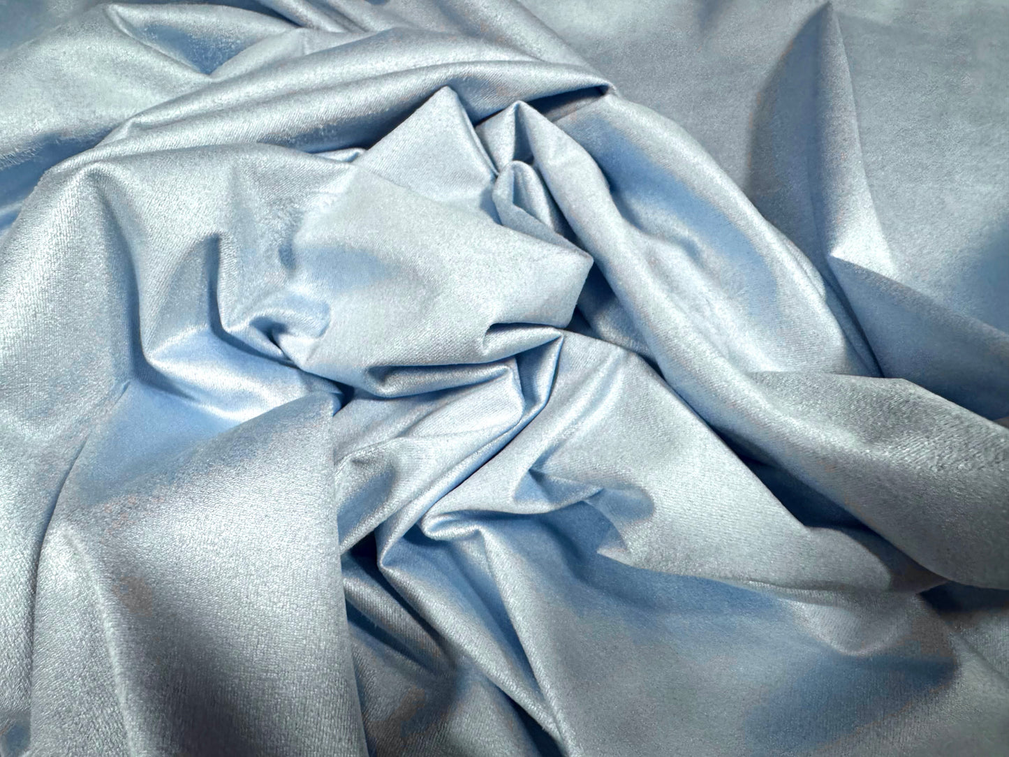 Faux suede stretch spandex jersey fabric, per metre - plain - sky blue