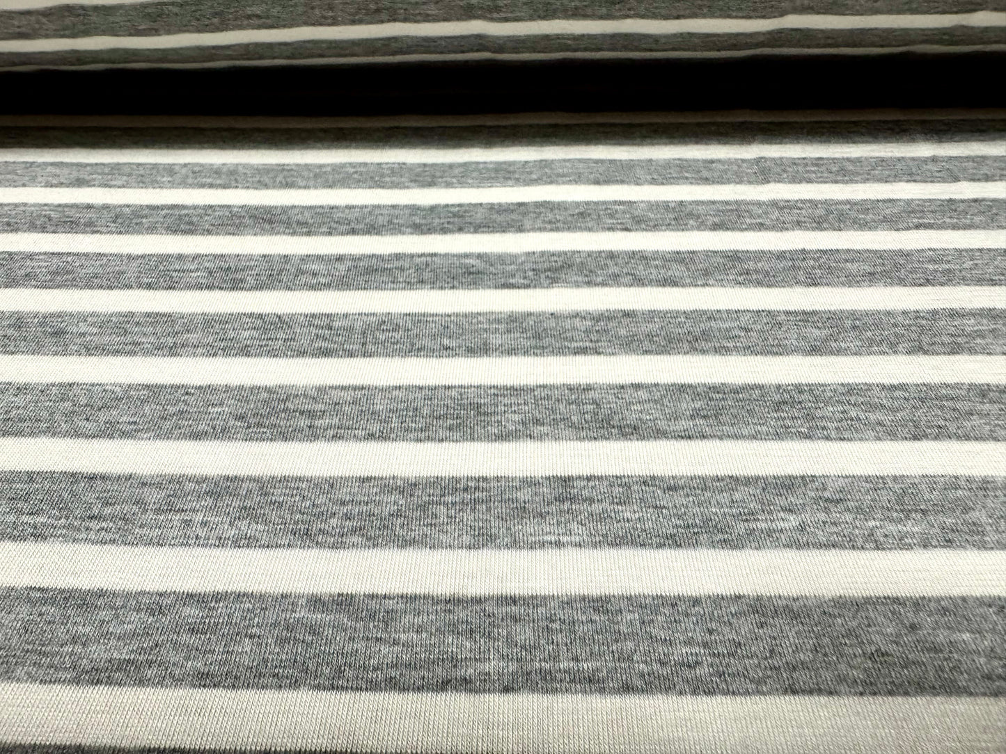 Viscose spandex stretch single jersey fabric, per metre - stripe - red marl & white
