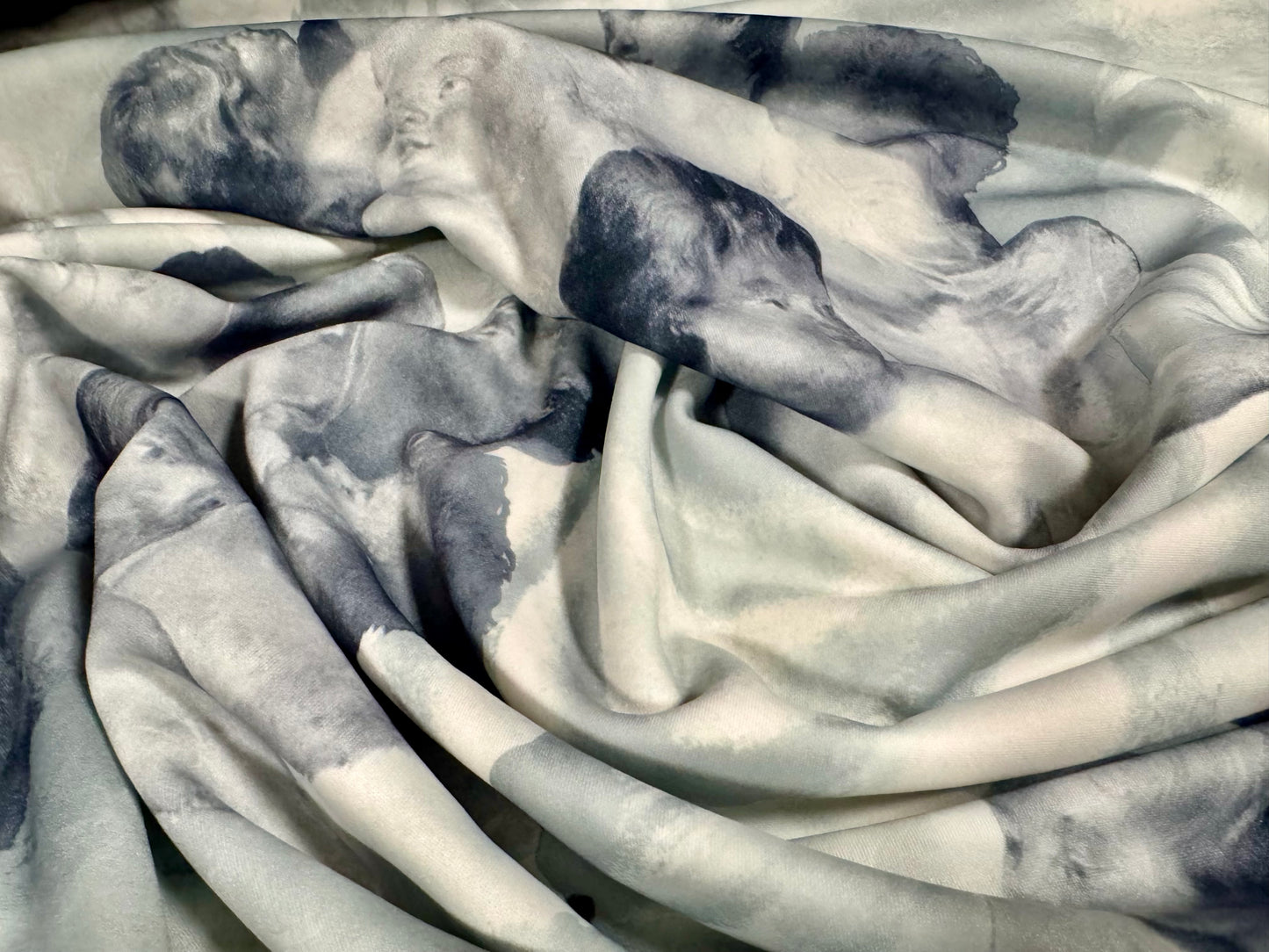 Scuba stretch spandex double jersey fabric, per metre - Cherub angels print - grey