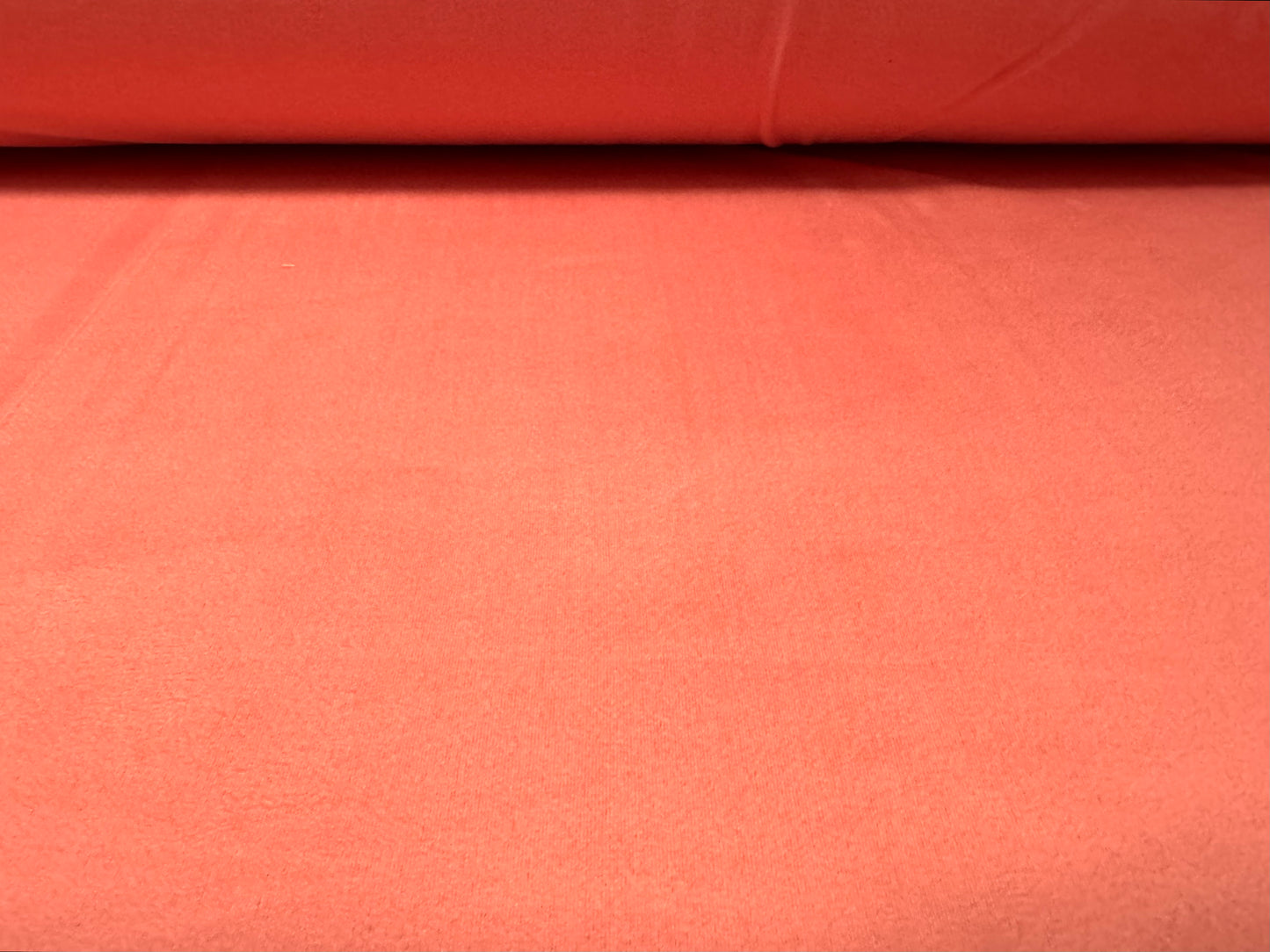 Faux suede stretch spandex jersey fabric, per metre - plain - salmon pink