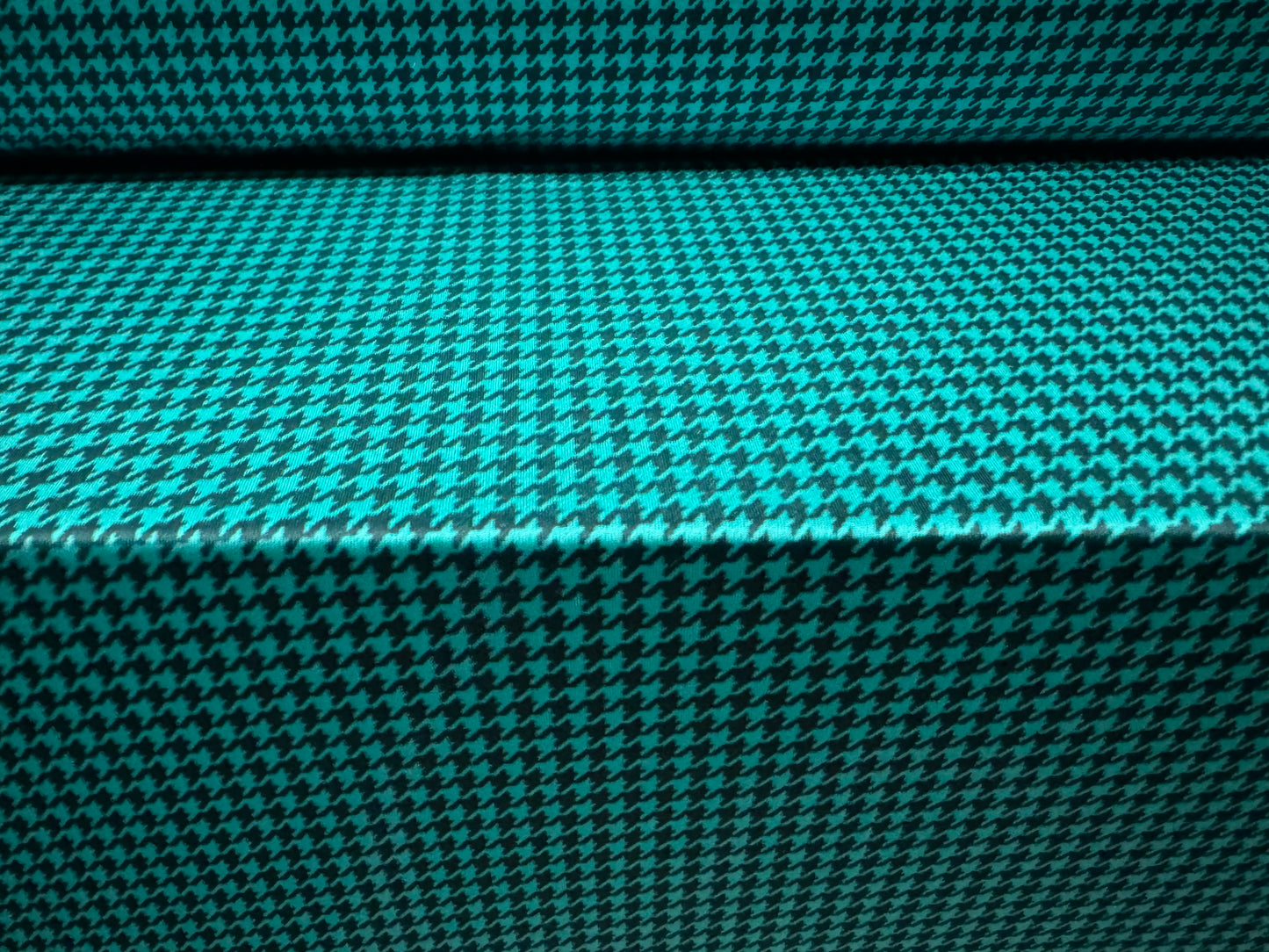 Disco stretch single jersey fabric, per metre - houndstooth print - caribbean turquoise