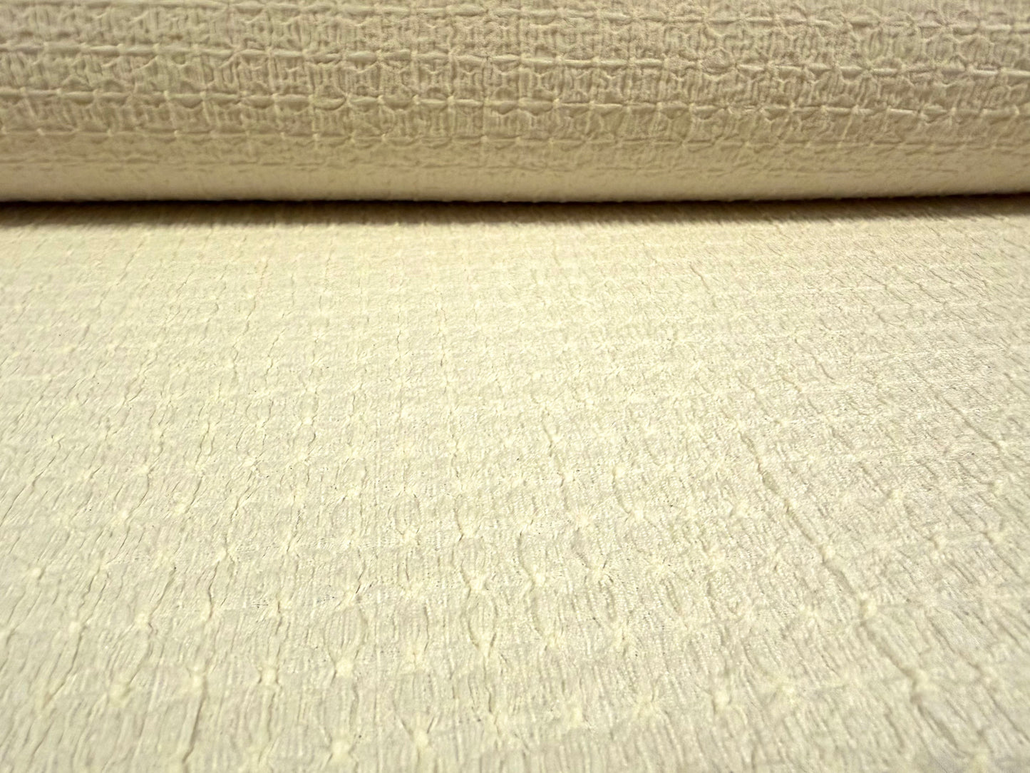 Waffle jacquard stretch spandex jersey fabric, per metre - cream