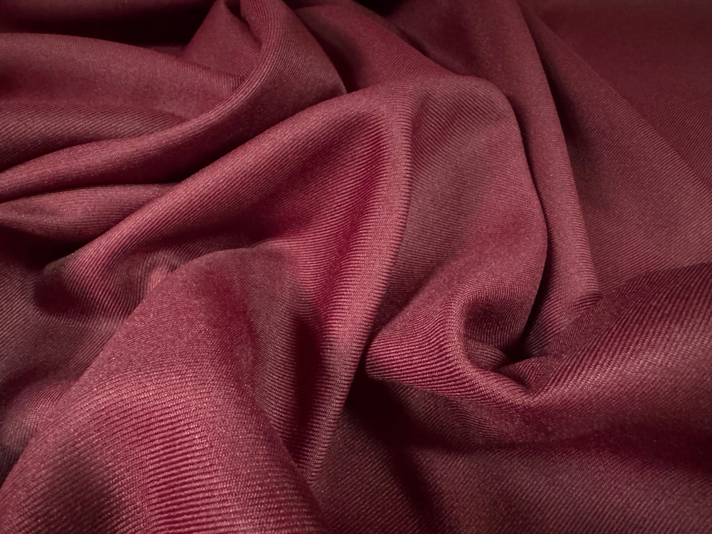 Plain weave twill trouser weight fabric, per metre - burgundy