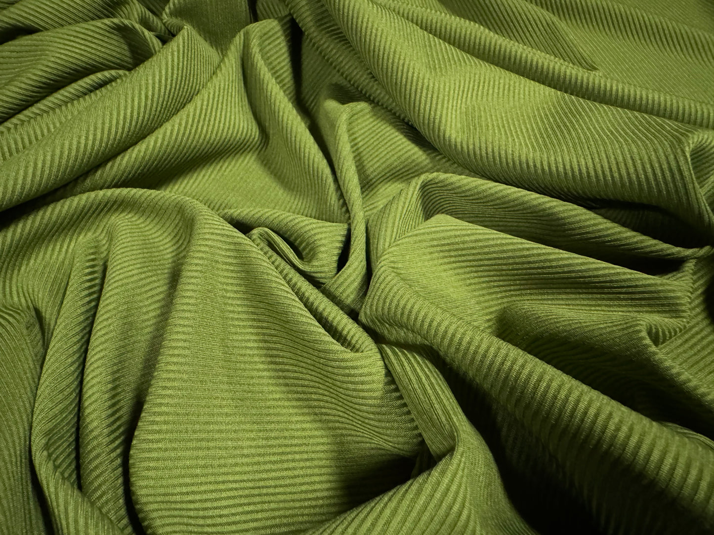 Fine stretch spandex rib jersey fabric, per metre - plain - moss green