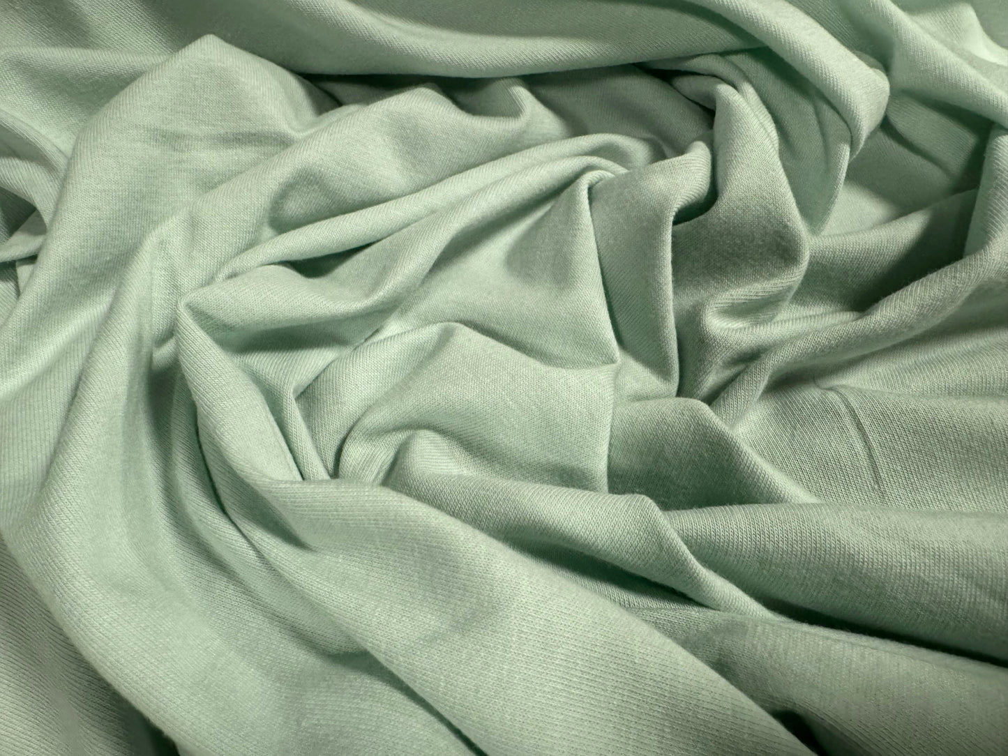 Cotton spandex stretch single jersey fabric, per metre - plain - pale mint green