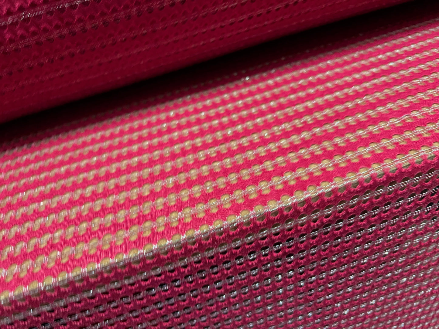 Metallic crochet knitwear jersey fabric, per metre - raspberry wine & silver