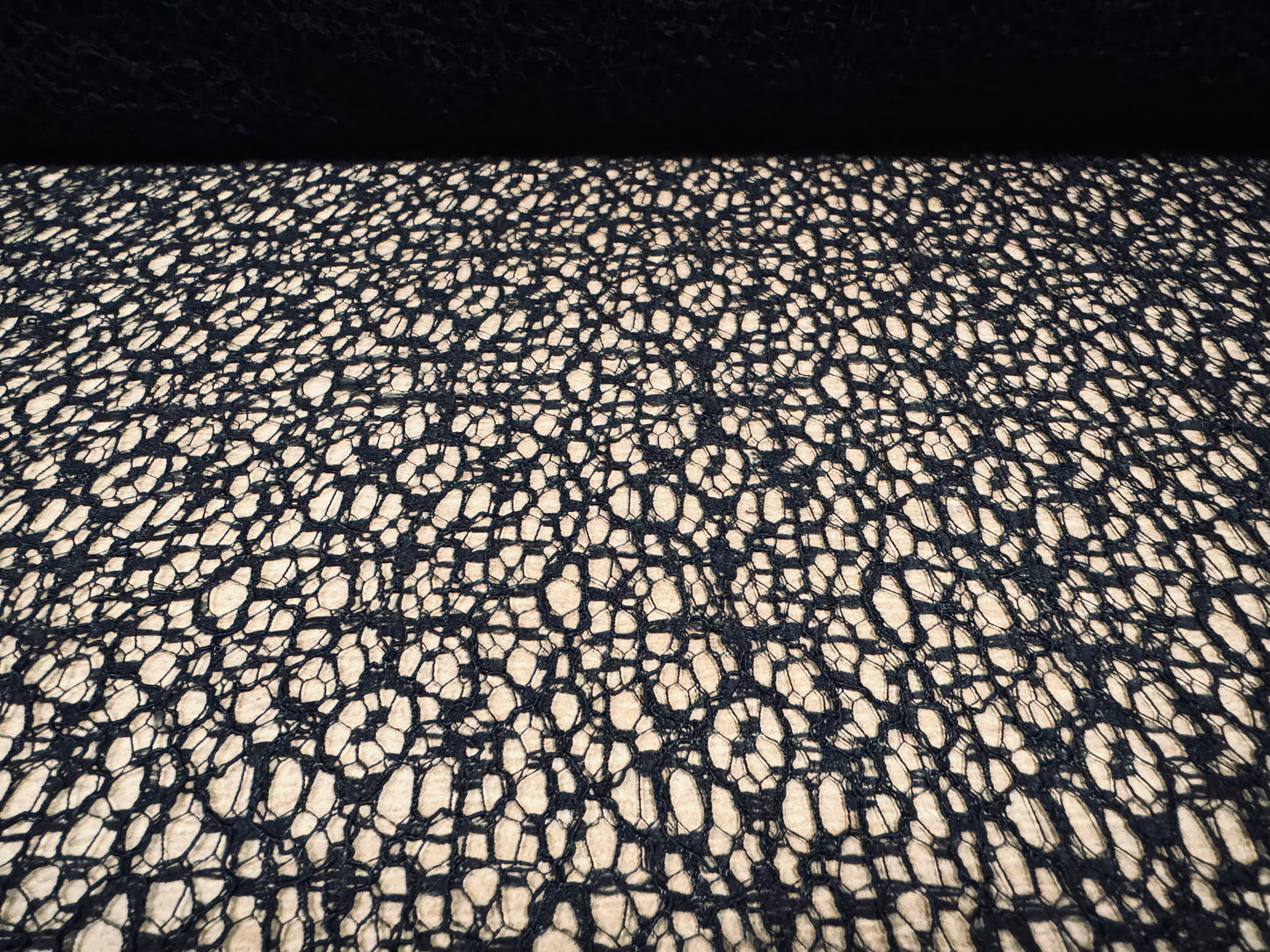 Crochet knit lace fabric, per metre - lightweight - black