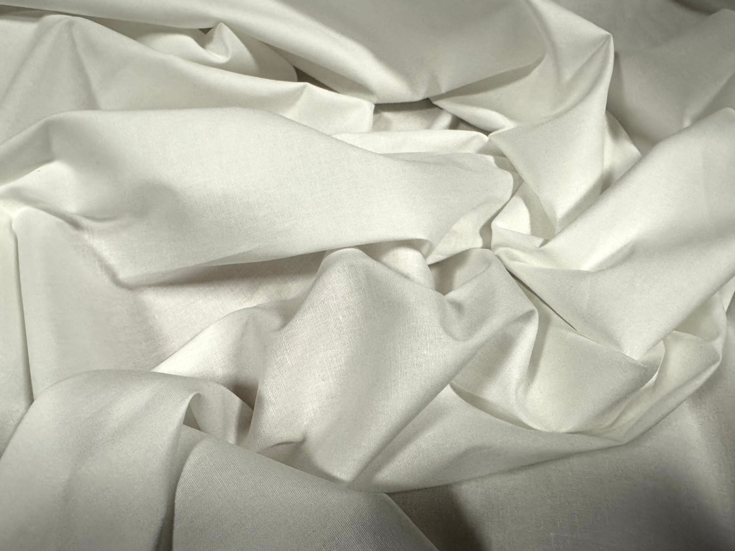 Stretch cotton poplin woven blouse shirt dress fabric, per metre - plain - ivory