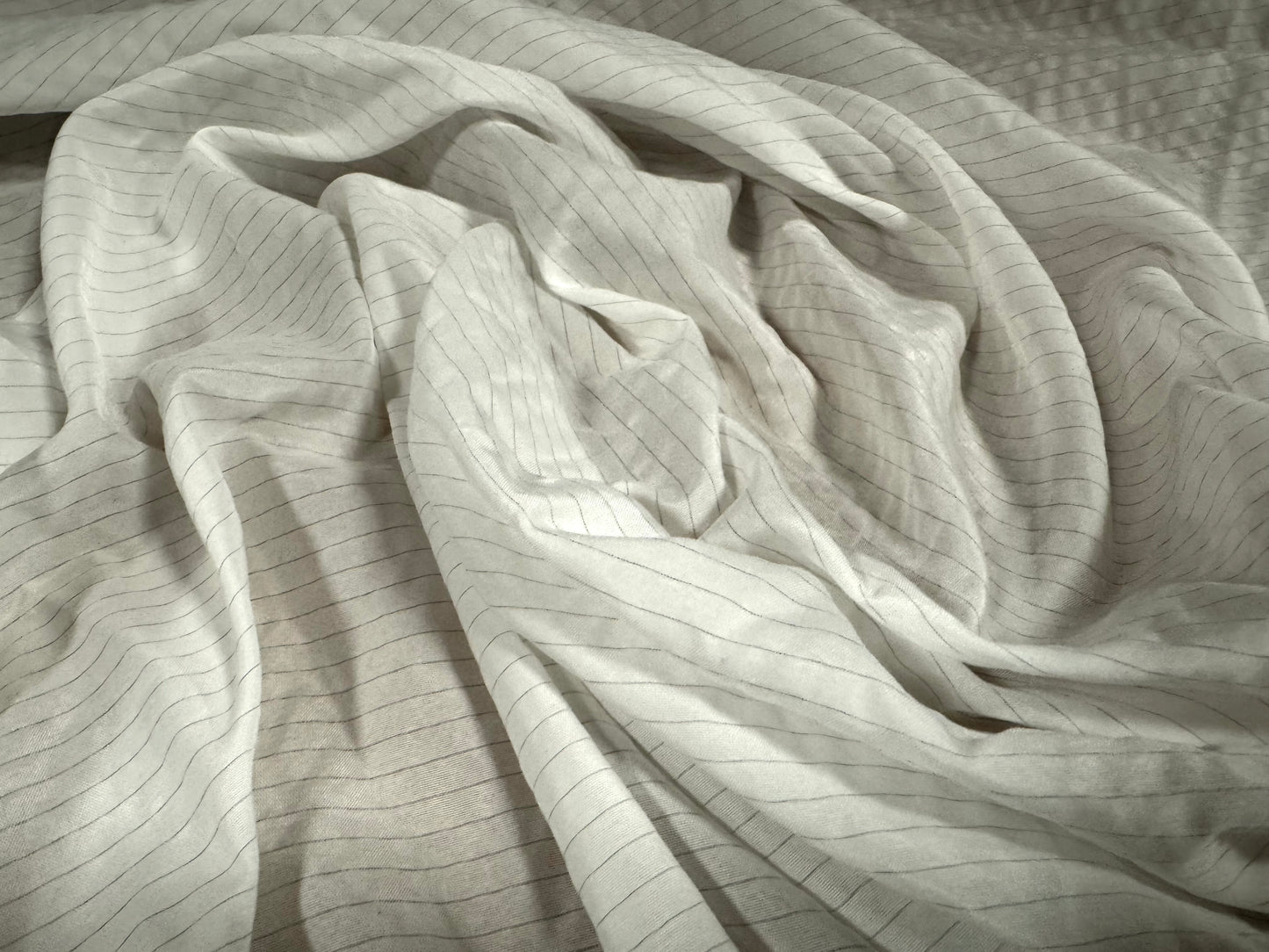 Woven nylon fabric, per metre - pinstripe - white