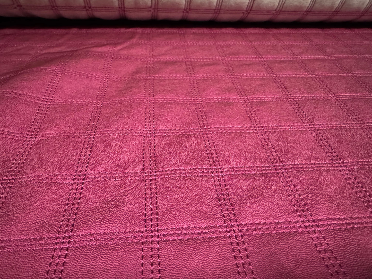 Mock quilted shimmer scuba fabric, per metre - magenta