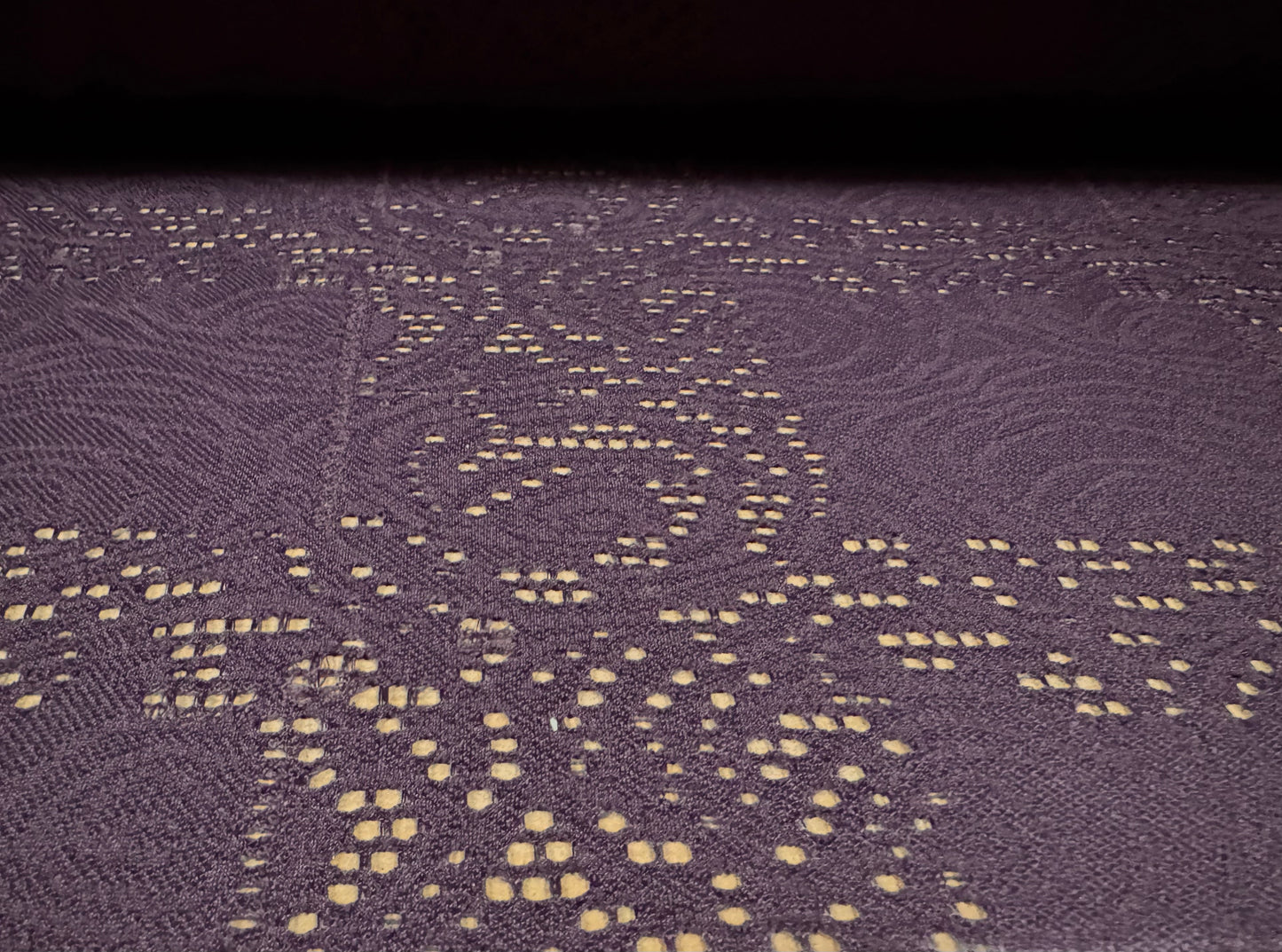 Moire jersey fabric with paisley cut-out design, per metre - purple