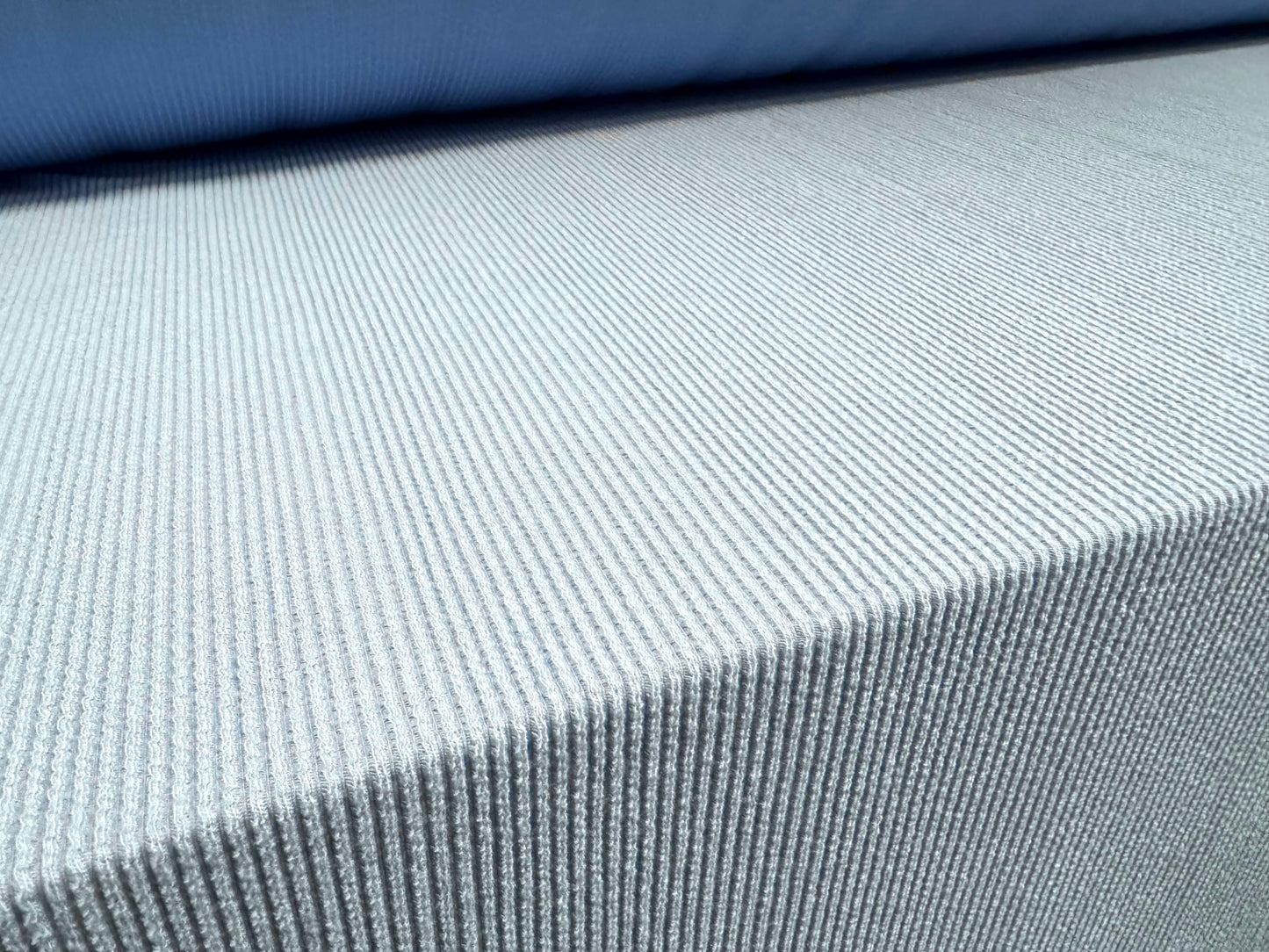 Thermal rib stretch spandex jersey knit fabric, per metre - plain - sky blue