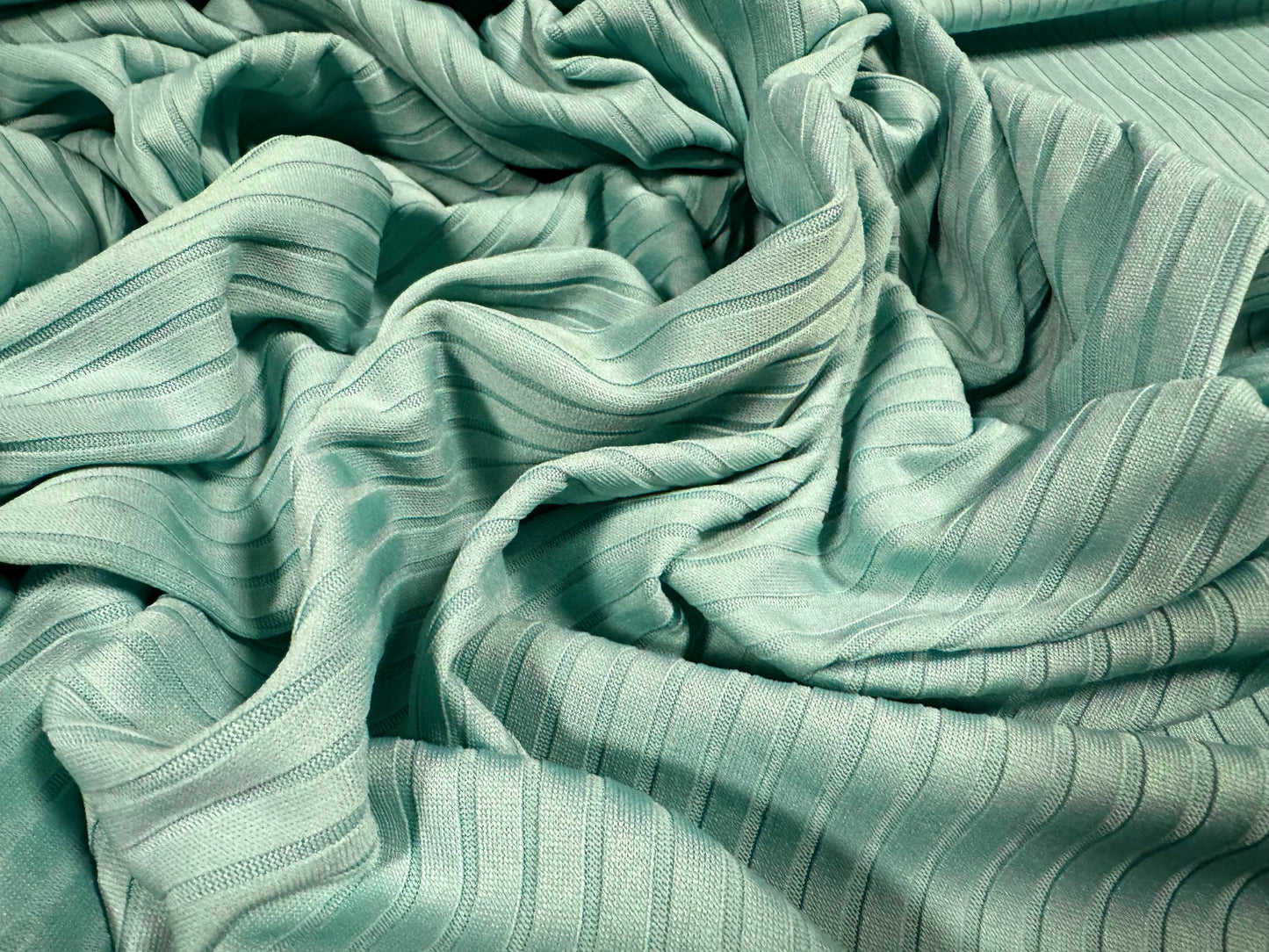 Stretch spandex rib jersey fabric, per metre - plain - aqua