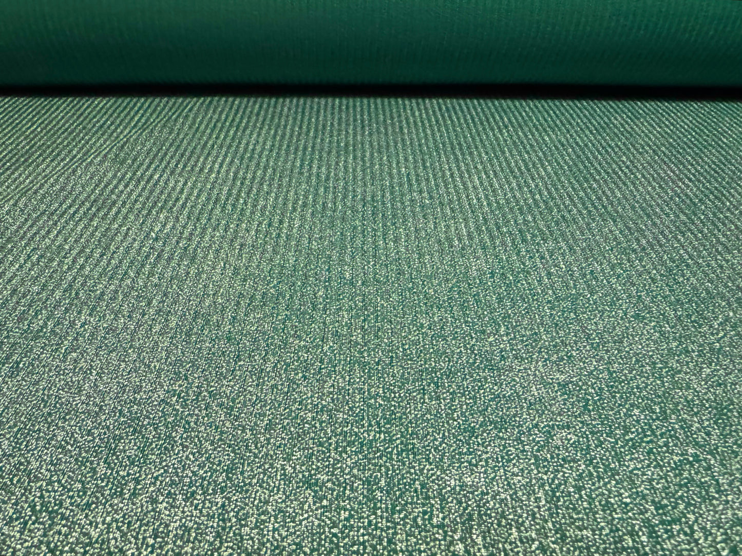 Metallic Spandex rib jersey fabric, per metre - kingfisher with silver sparkle finish