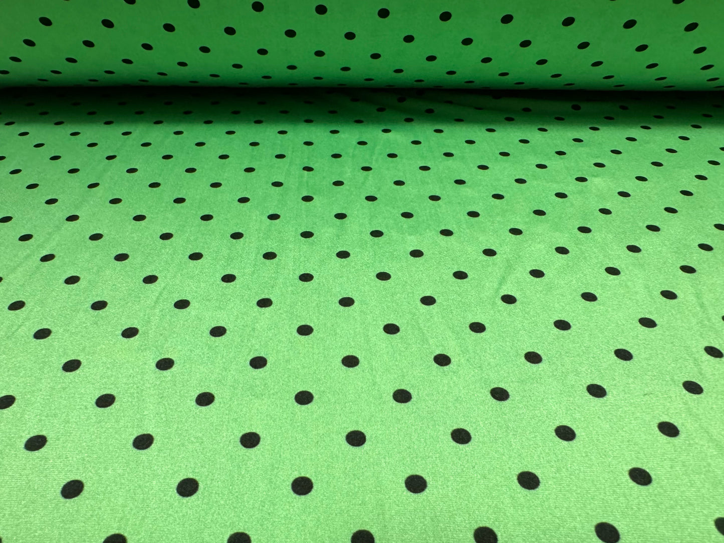 Swimwear stretch spandex jersey fabric, per metre - polka dot print - green