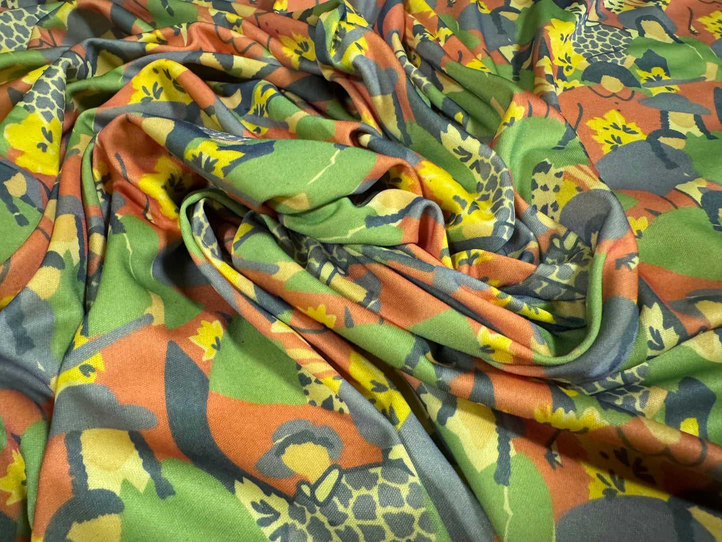 Single jersey fashion fabric, per metre - women and flowers print - multicolour