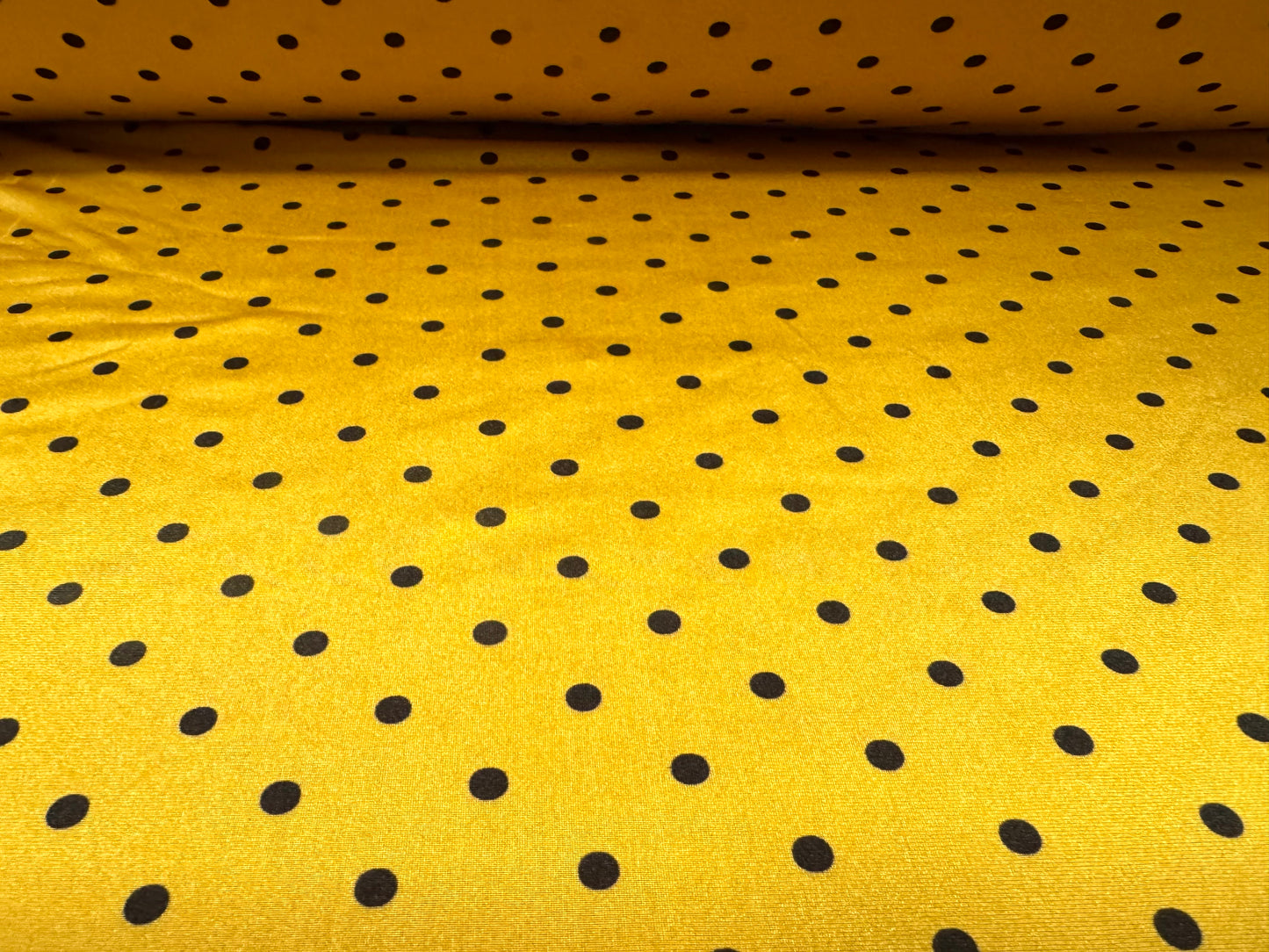 Swimwear stretch spandex jersey fabric, per metre - polka dot print - yellow gold