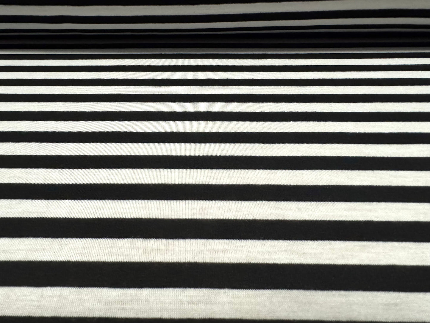 Soft handle single jersey fabric, per metre - stripe - black & white