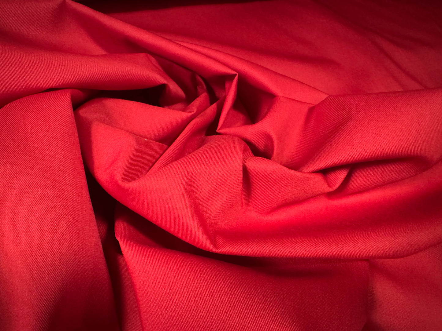 Plain weave twill trouser weight fabric, per metre - red