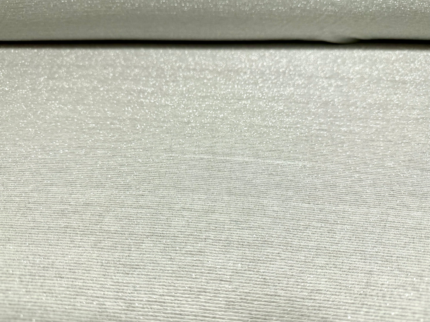 Metallic single jersey fashion fabric, per metre - lurex sparkle - off white & silver