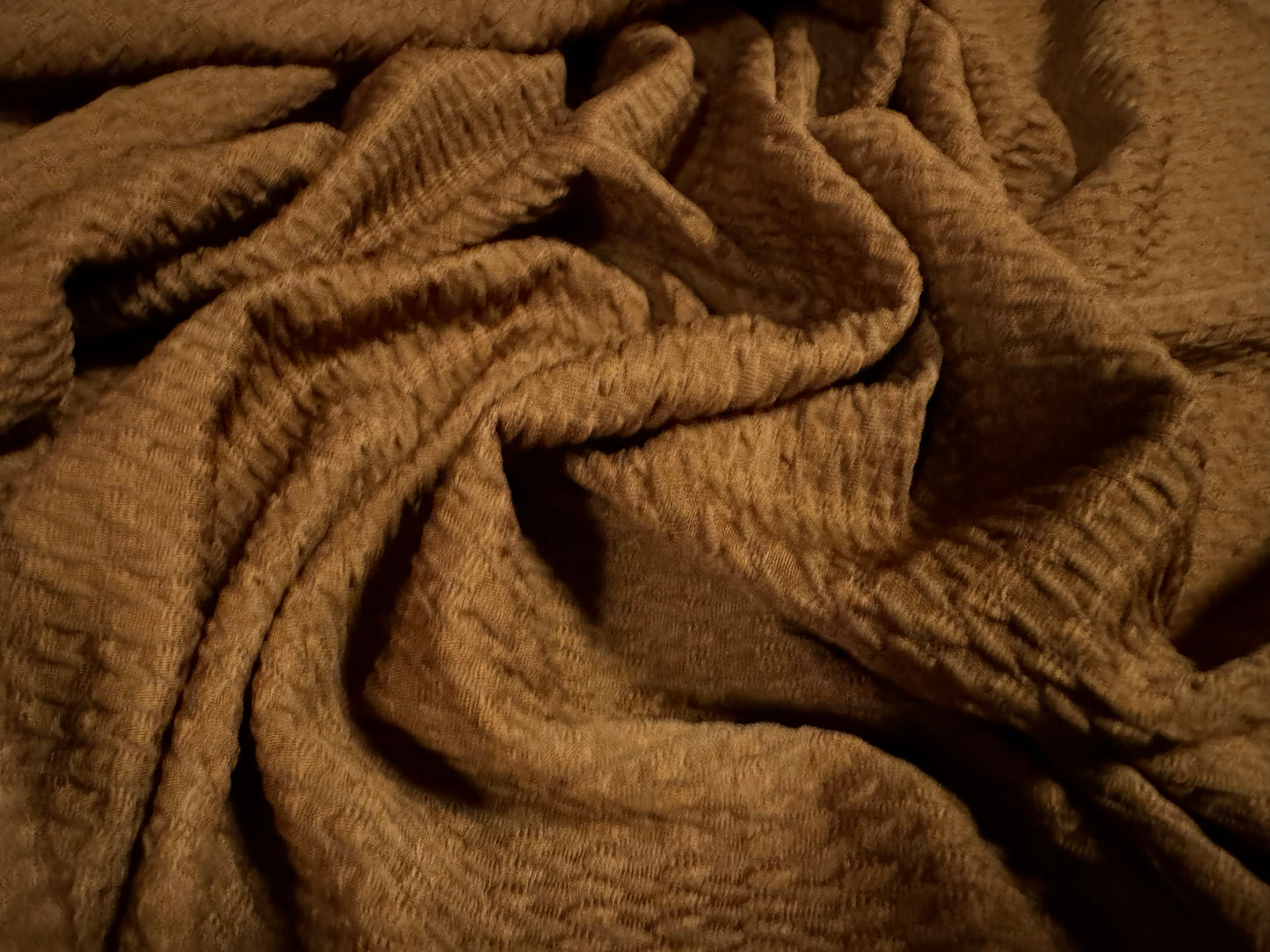 Double jersey knit stretch spandex fabric, per metre - jacquard - chocolate brown