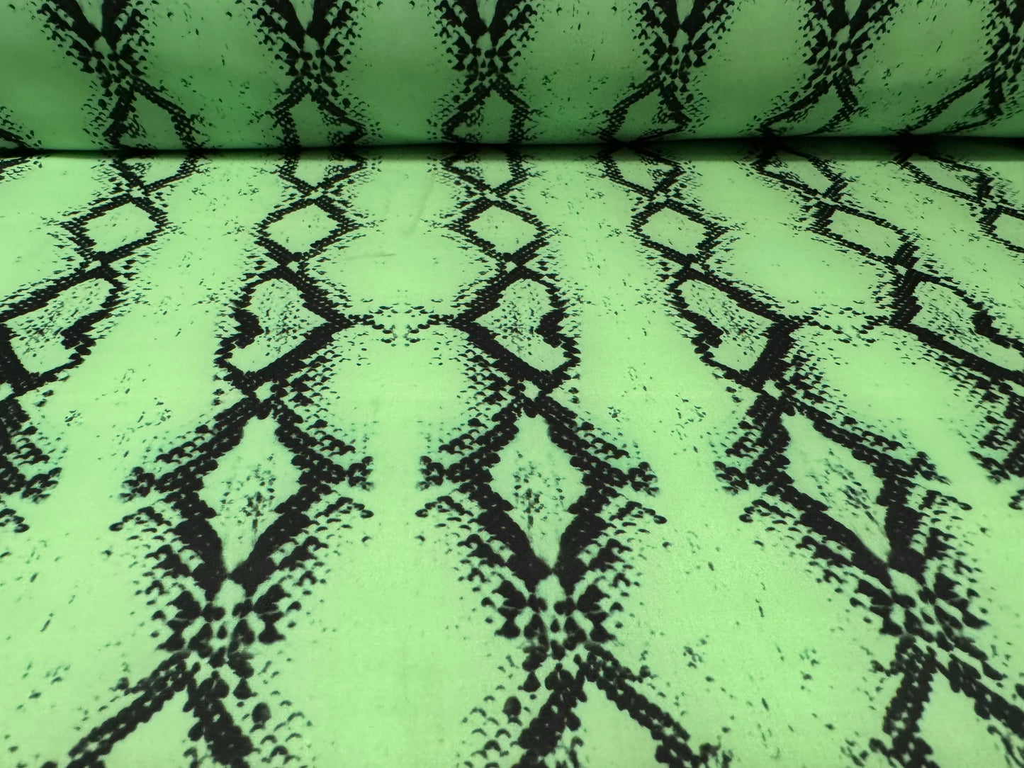 Matt swimwear stretch spandex jersey fabric, per metre - snakeskin print - mint green
