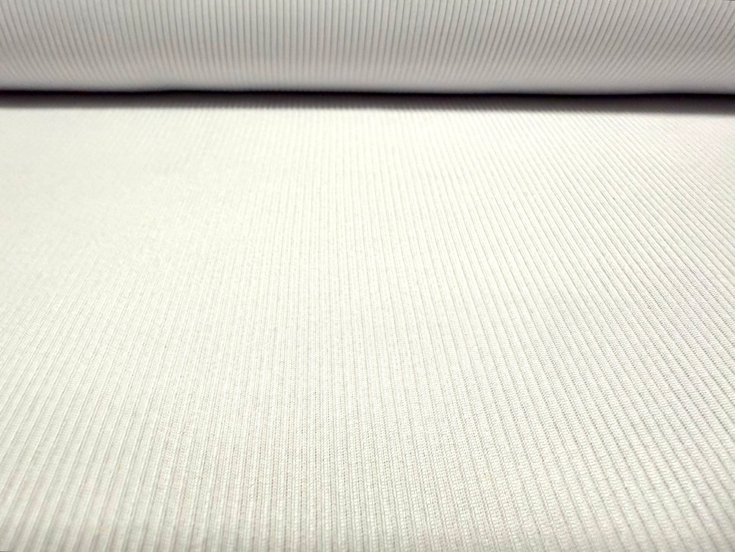 Fine stretch spandex rib jersey fabric, per metre - plain - white