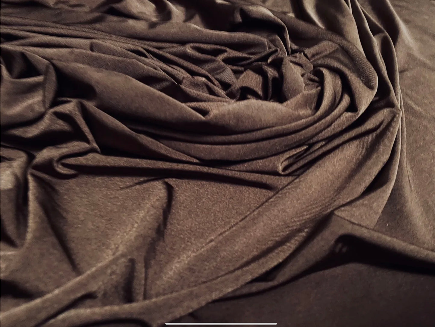 Soft touch spandex stretch jersey dress fabric, per metre - plain - walnut brown