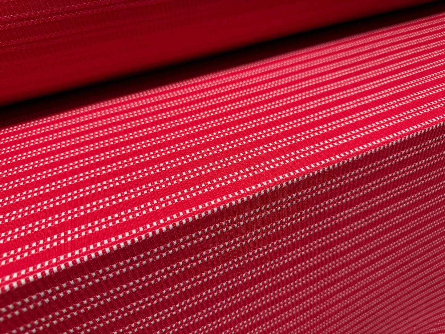 Stretch Spandex rib jersey fabric, per metre - broken stripe - red & white