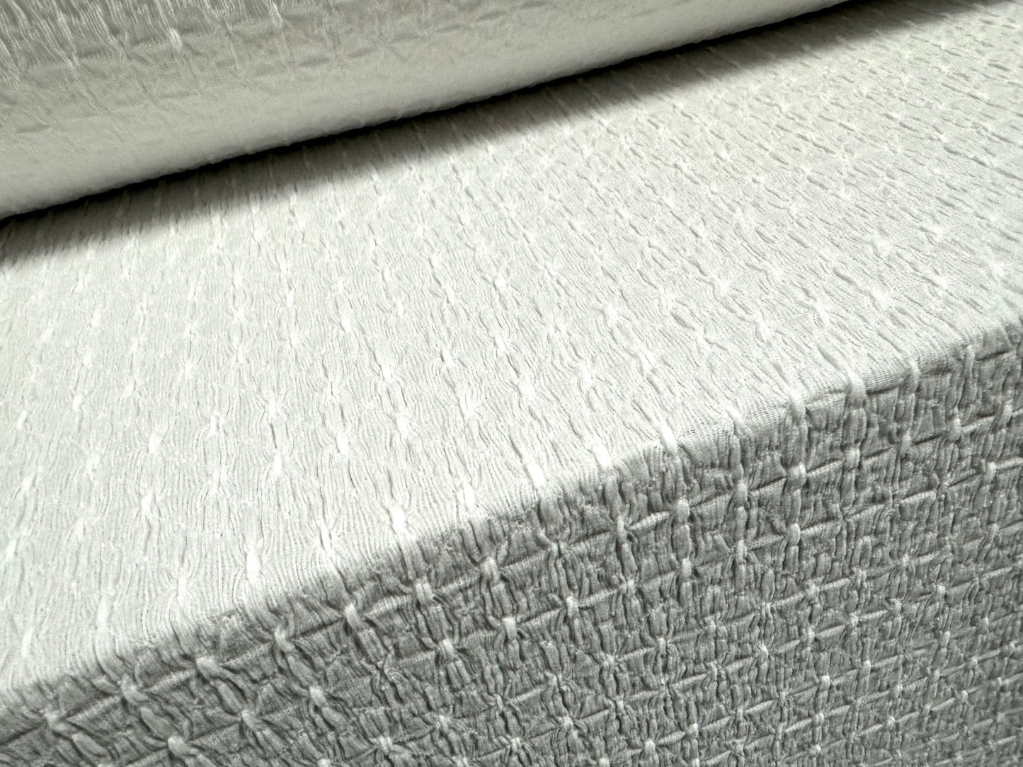 Stretch double jersey fashion fabric, per metre - blister jacquard - white