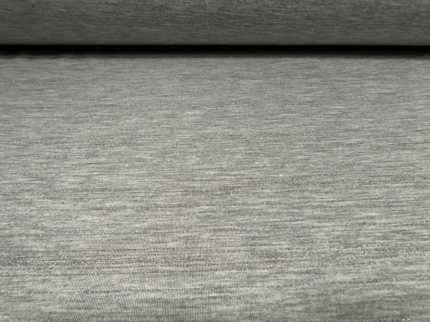 Metallic viscose spandex stretch single jersey fabric, per metre - stripe - grey marl with silver lurex