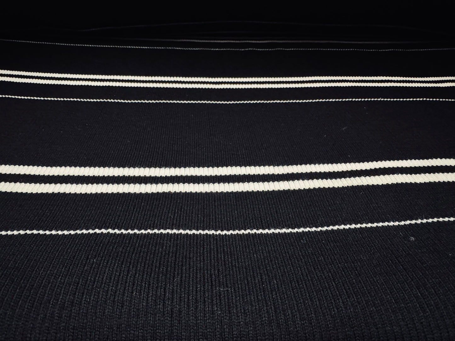 Heavyweight ribbed fabric for collars and cuffs, per metre - stripe - black & white