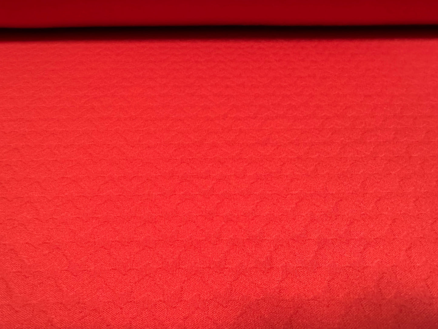 Stretch double jersey fabric, per metre - loveheart jacquard - summer red