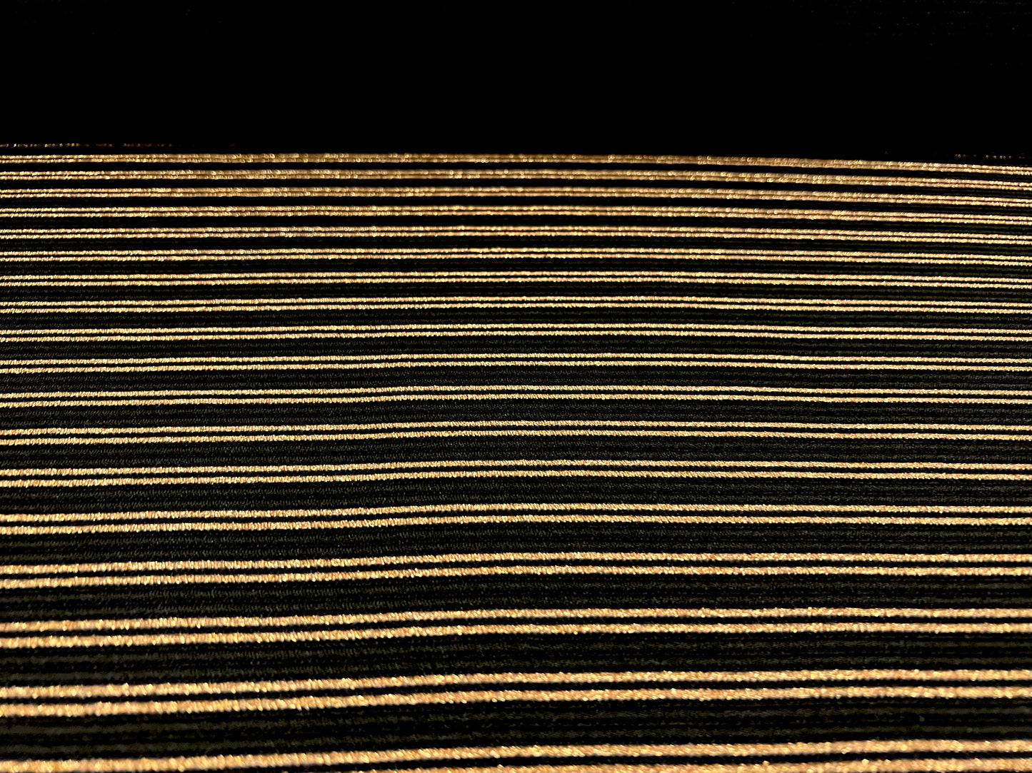 Metallic ottoman rib stretch double jersey fabric, per metre - tramline stripe - black & gold lurex