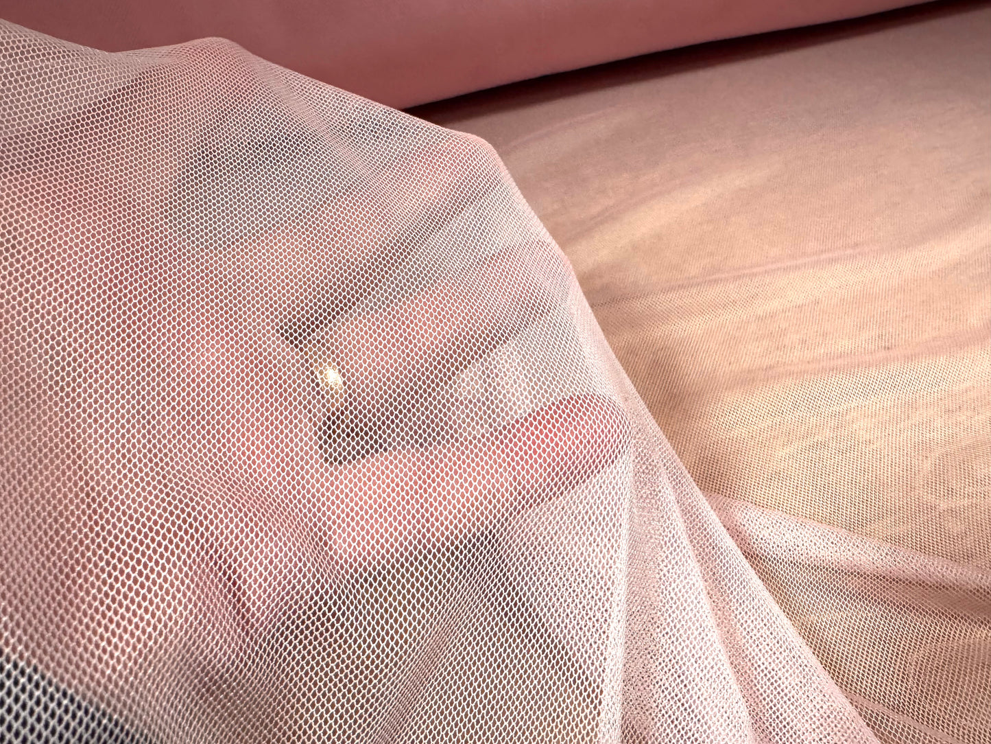 Power mesh net stretch spandex fabric, per metre - plain - baby pink