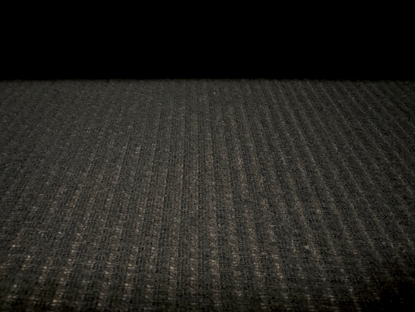 Soft knitwear jersey fabric with needle-out stripe, per metre - black