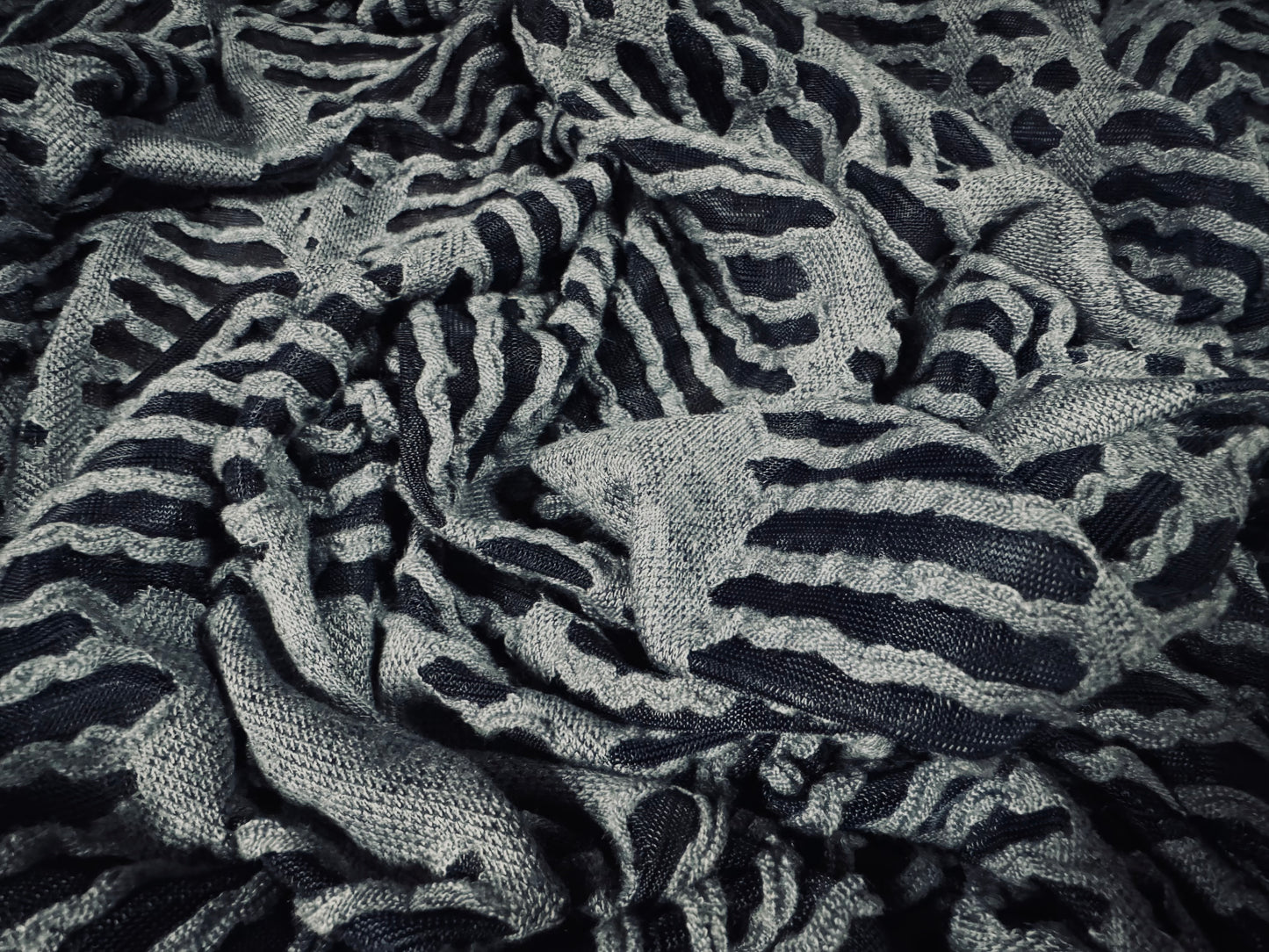 Jersey fabric with floral appliqué, per metre - steel grey