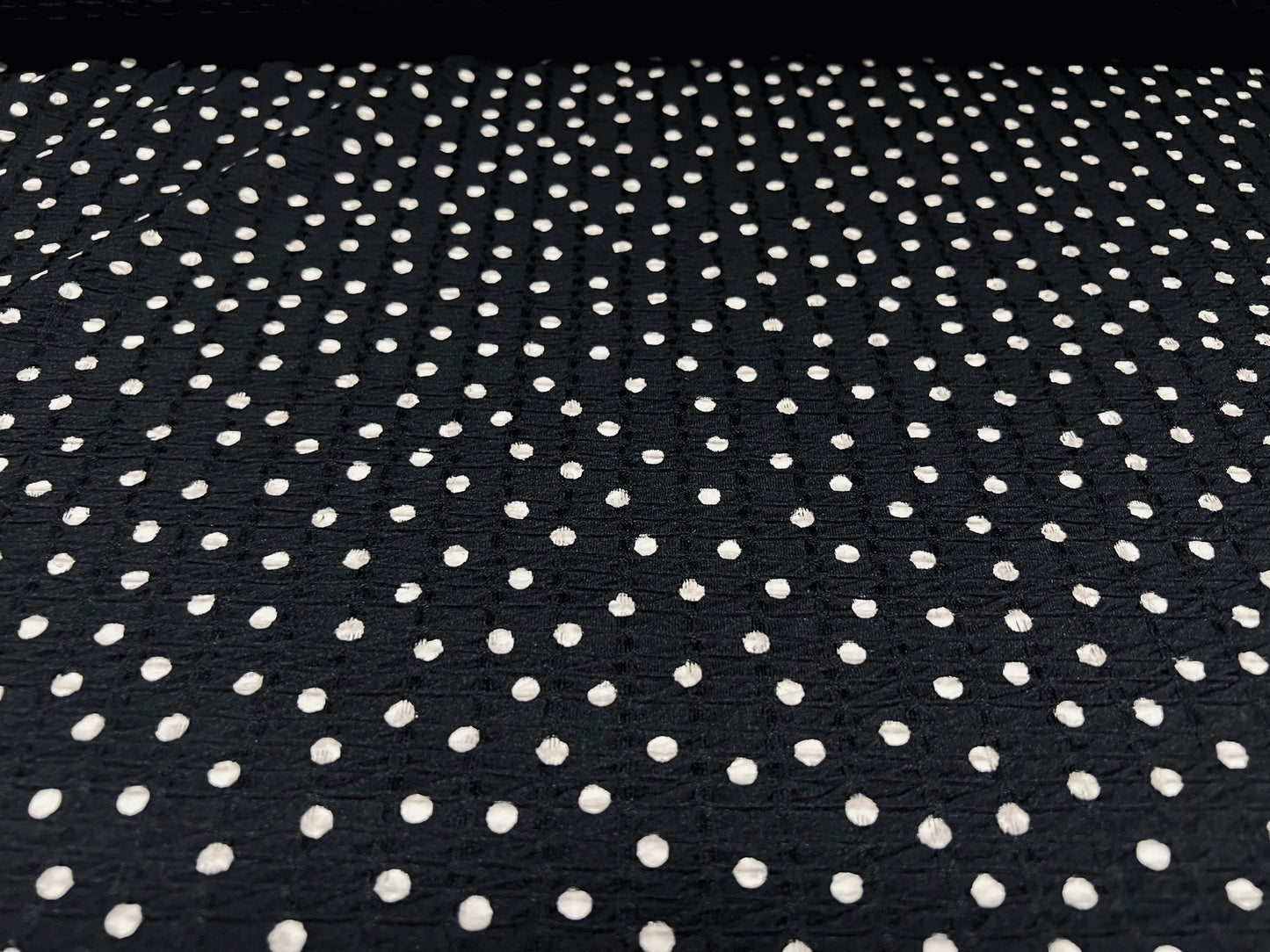 Double jersey knit stretch spandex dress fabric, per metre - smudge spot - black & white