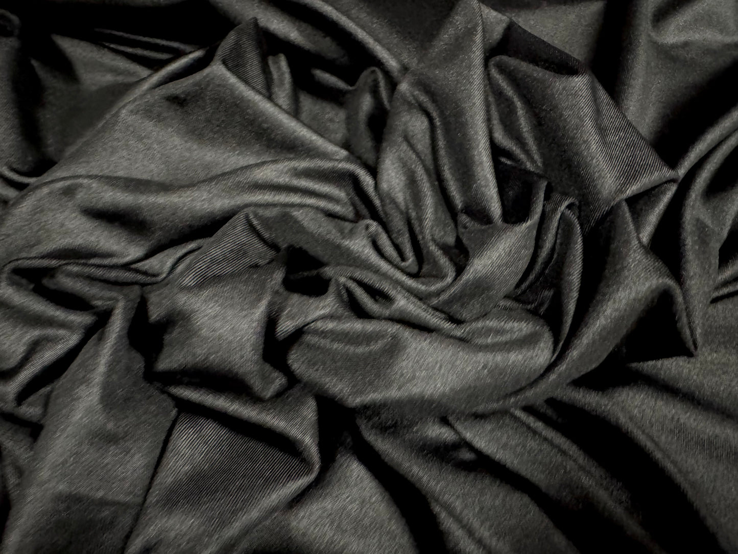 P.U. coated stretch spandex ciré wet look jersey fabric, per metre - plain - black